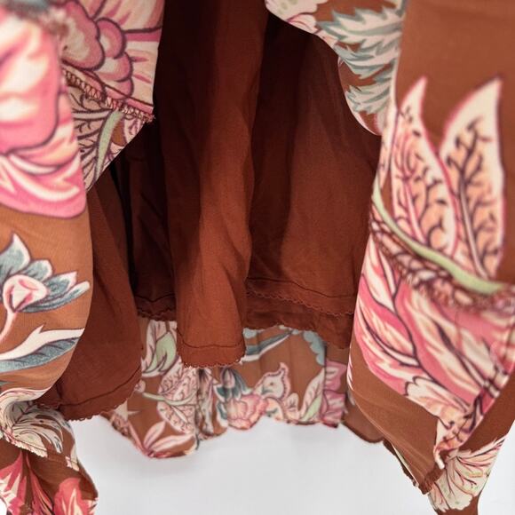 by Anthropologie Leandra Pleated Midi Dress XL Brown Floral Polyester Lined - Picture 11 of 11